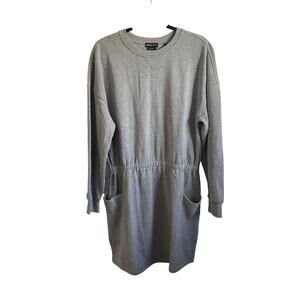 Prana Grey Cozy Up Pocket Long Sleeve Fleece Lined Sweater Dress -‎ Size Large